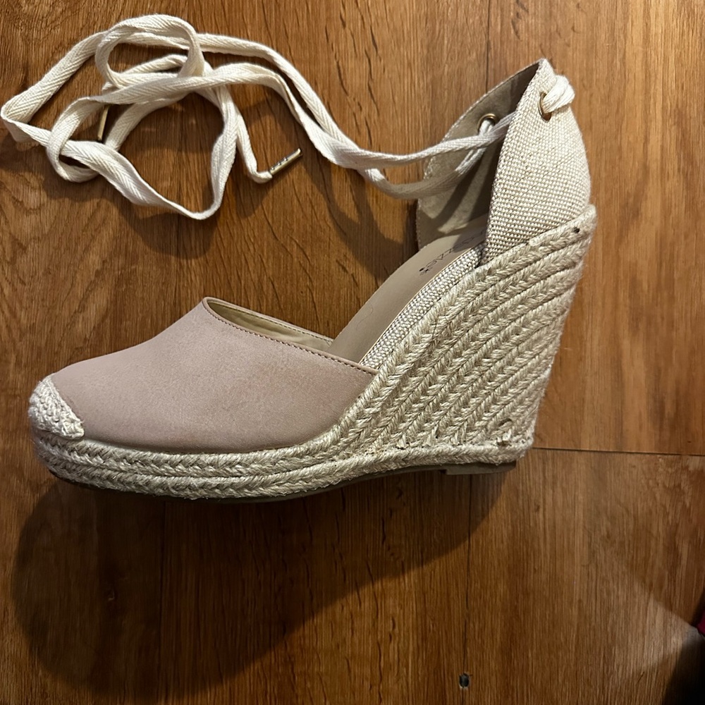 Beige Espadrille Wedge Sandals